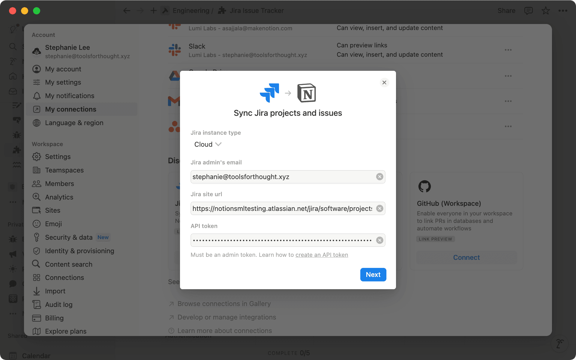 워크스페이스 소유자 겸 Jira 관리자로서 Jira 동기화를 설정하려면 API 토큰을 생성해야 합니다