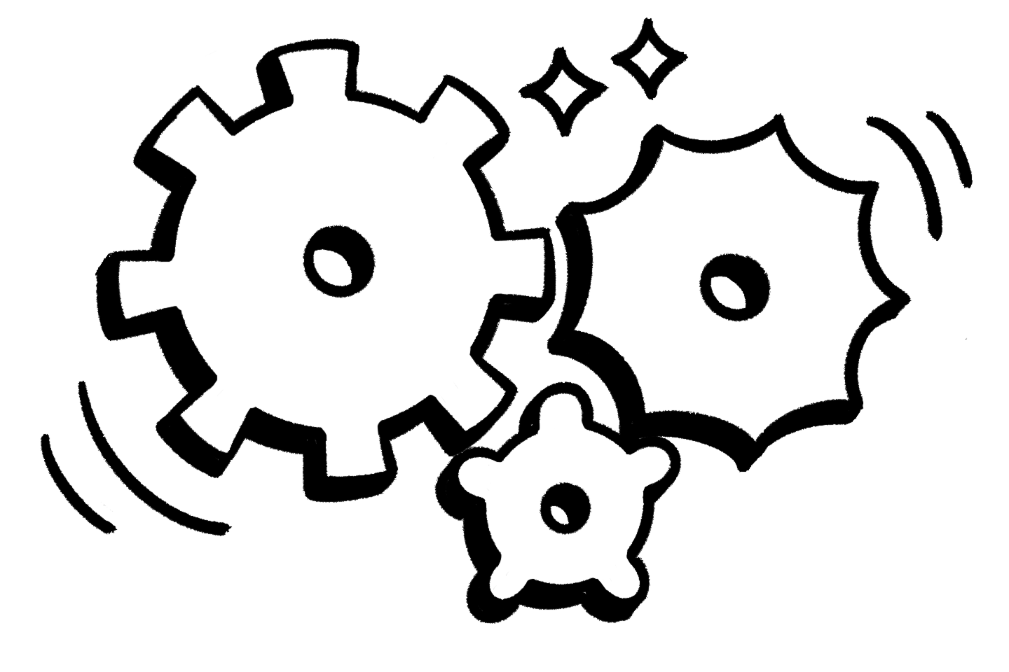 보조 일러스트: 기어(흑백)