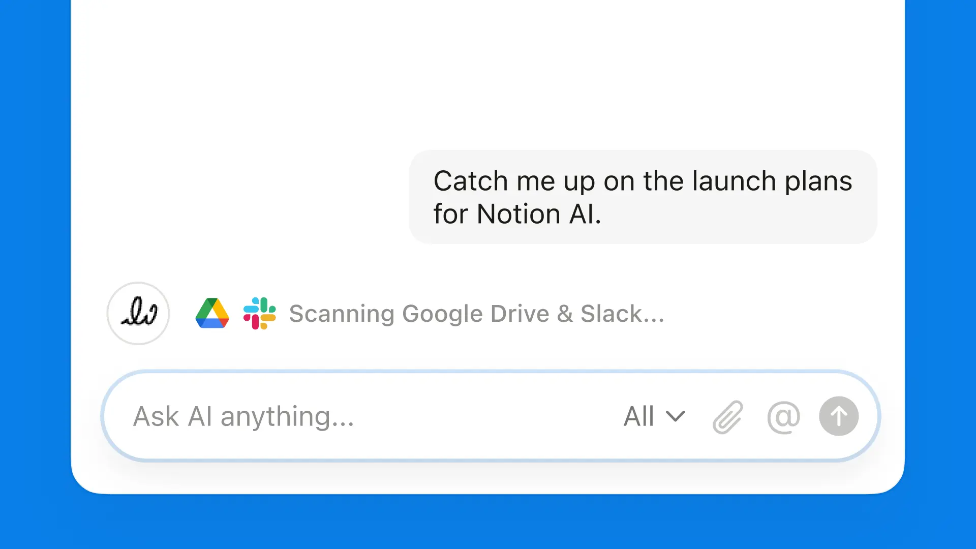 À partir d’une simple demande, la nouvelle IA de Notion peut trouver tout ce dont vous avez besoin dans Notion, Slack et Google Drive.