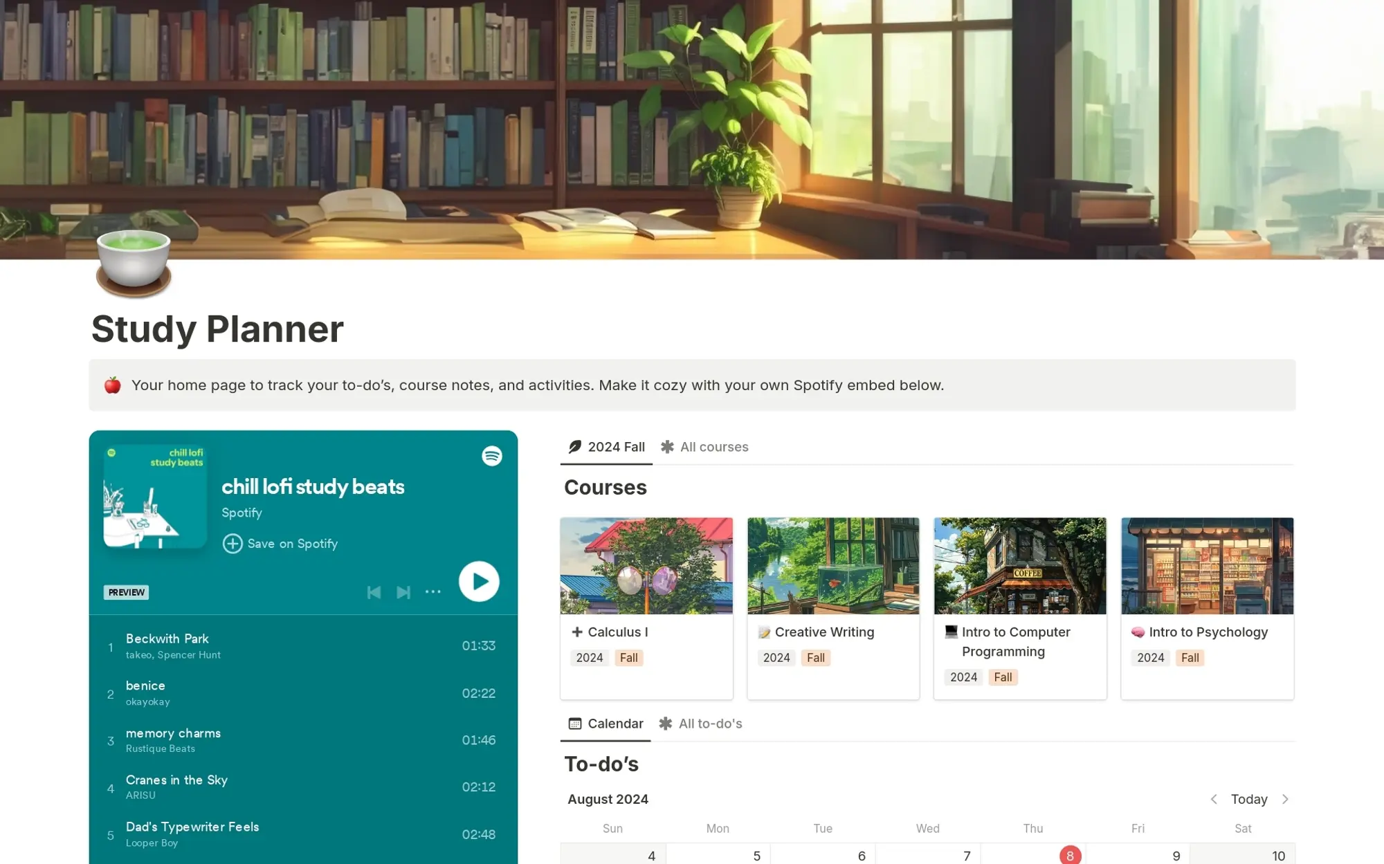 Lofi intégré dans ce planificateur d’études. 😌