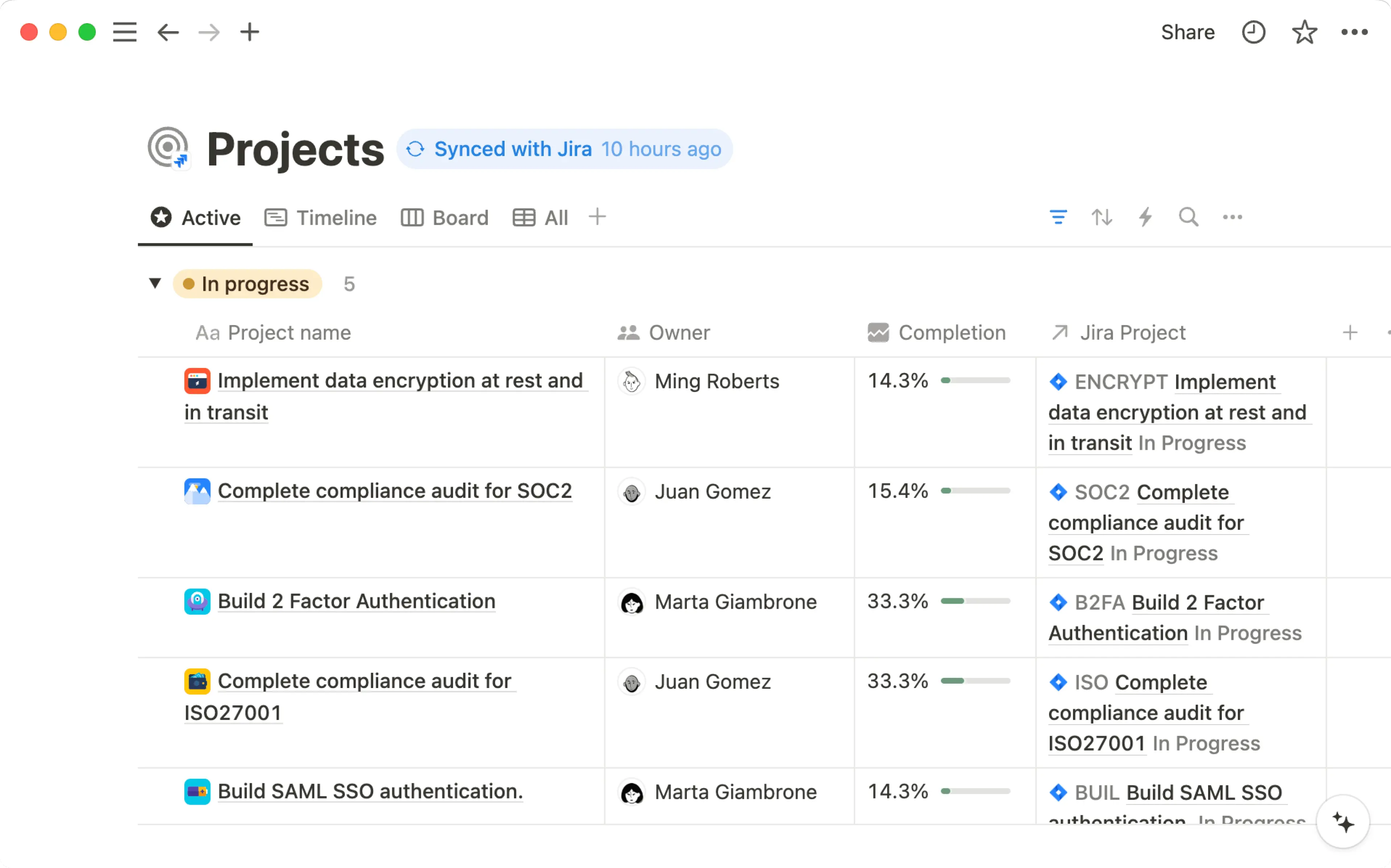 Jira 동기화 메인 스크린샷