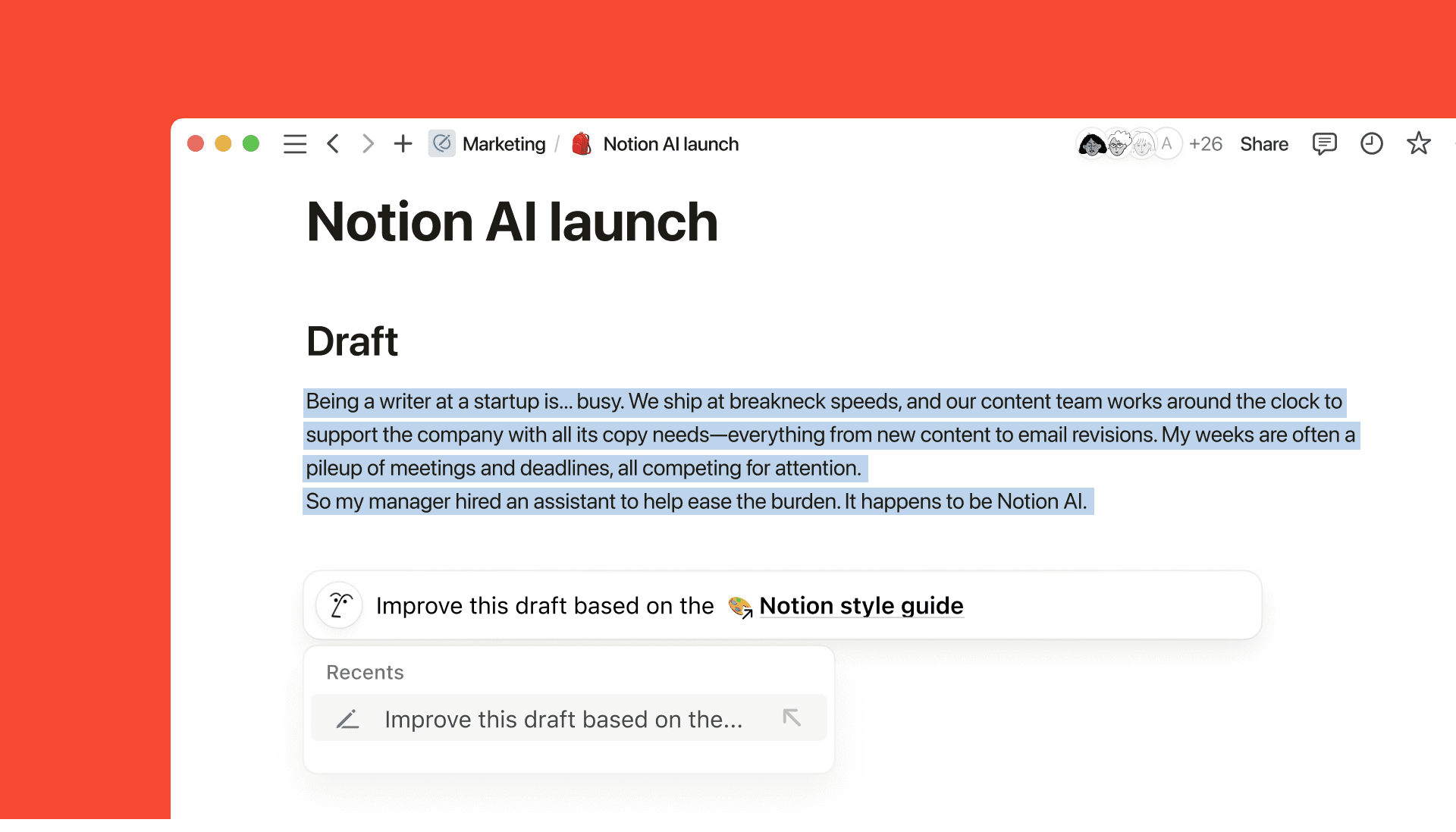 L’IA de Notion, votre éditeur personnel, vous permet de repérer les petites erreurs et d’obtenir un retour sur la structure et la fluidité de vos productions écrites.