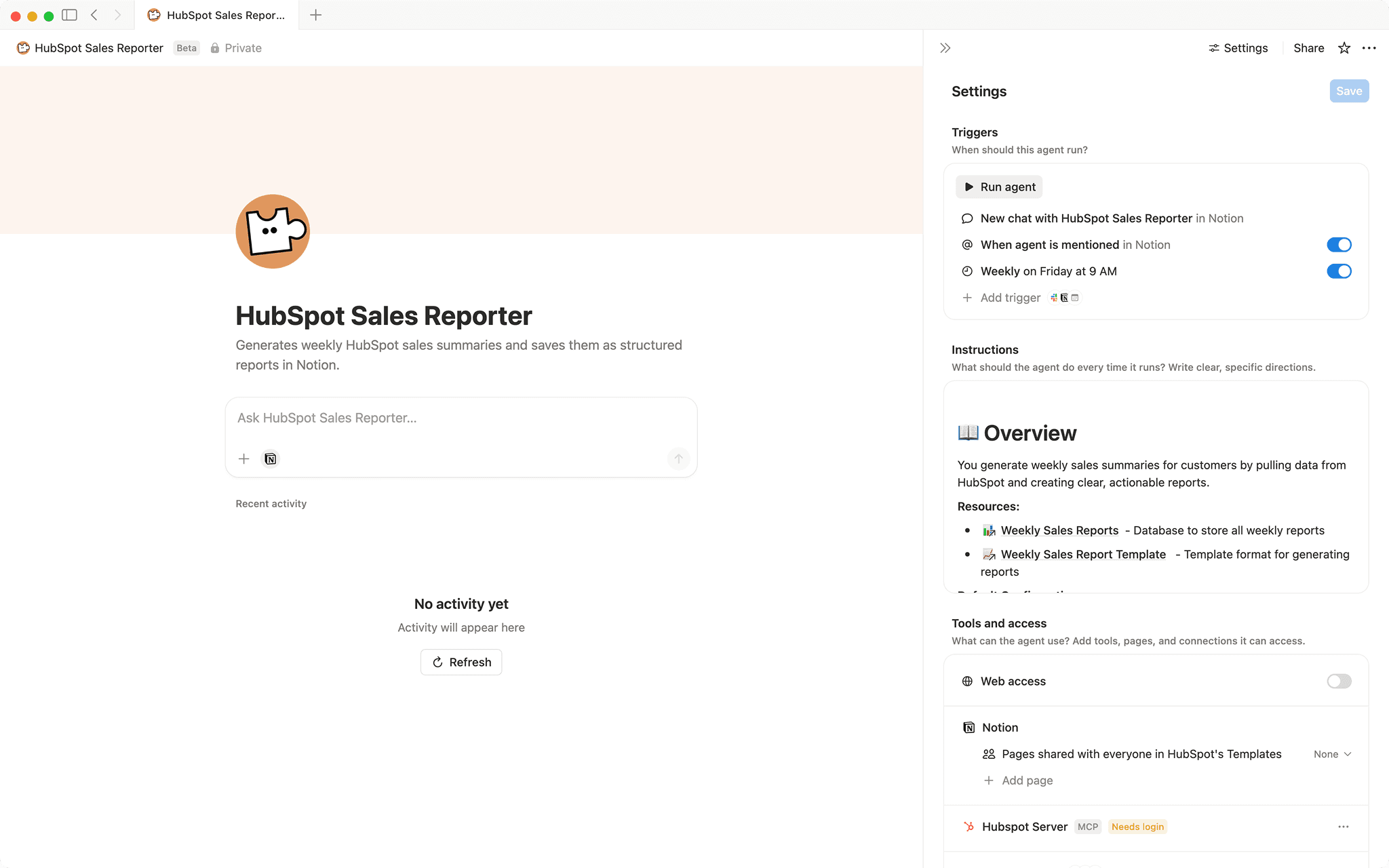 HubSpot Sales Reporter