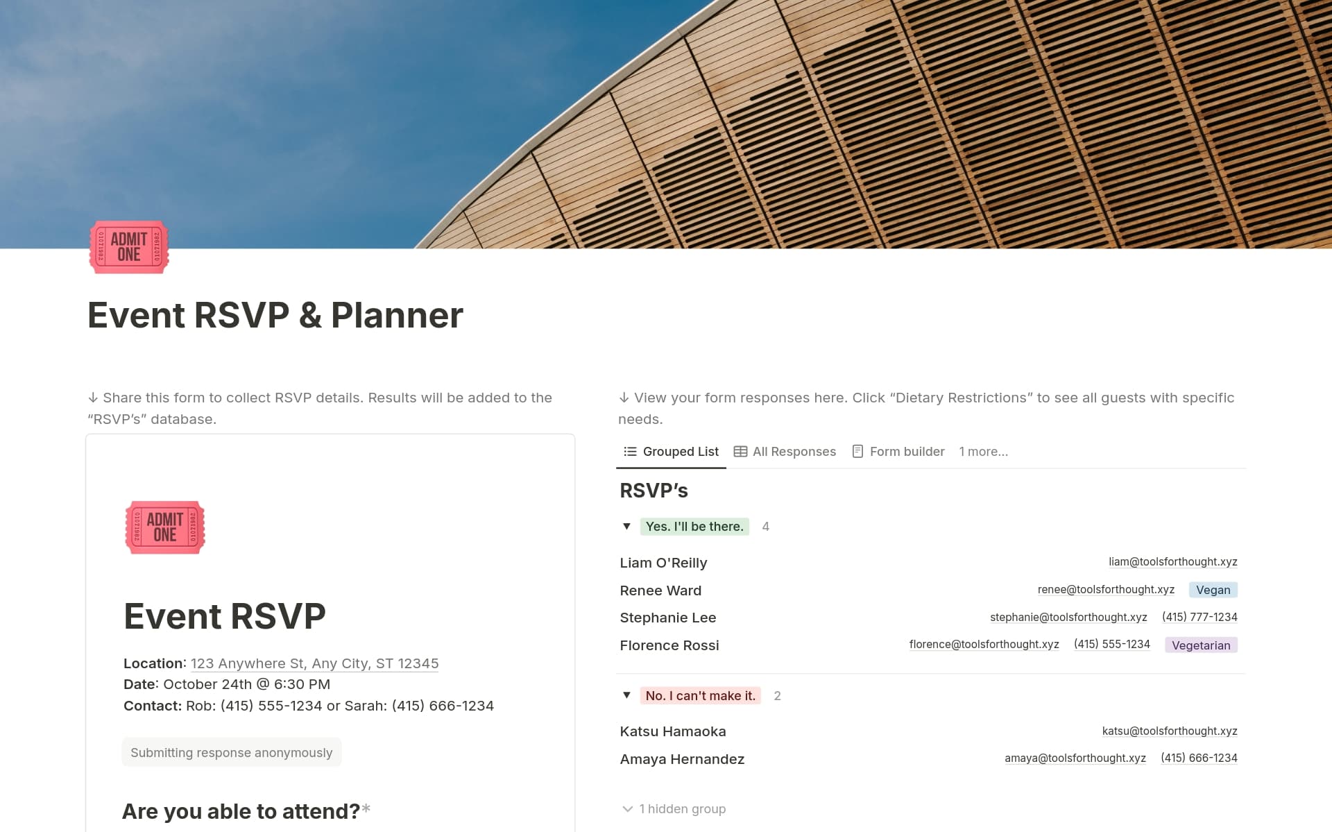 Xem trước mẫu cho Event RSVP & Planner