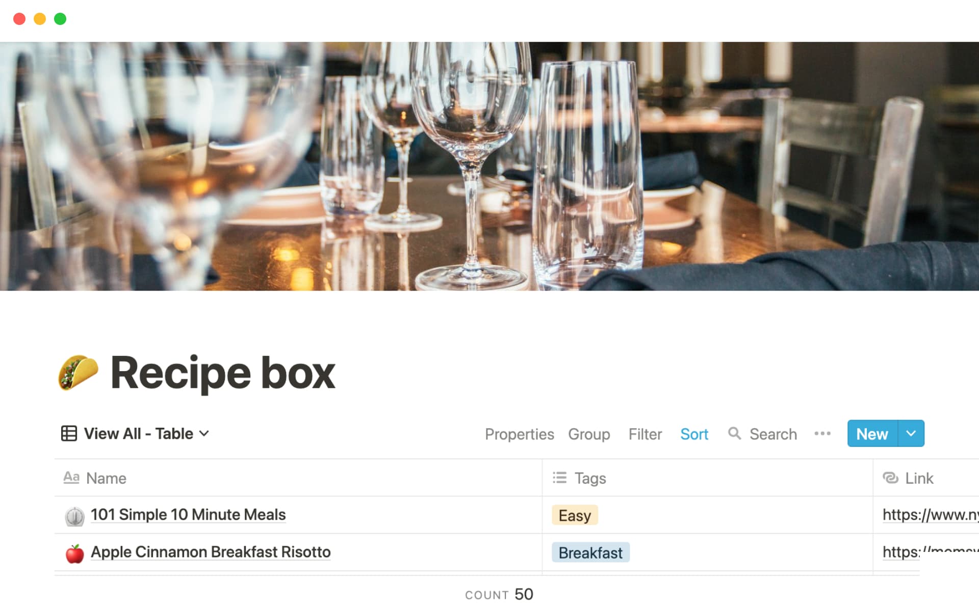 Xem trước mẫu cho Recipe box
