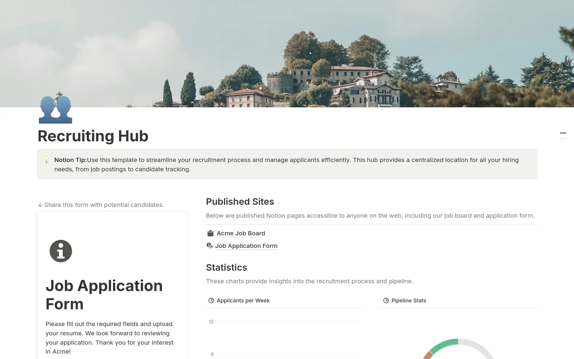 Xem trước mẫu cho Recruiting Hub